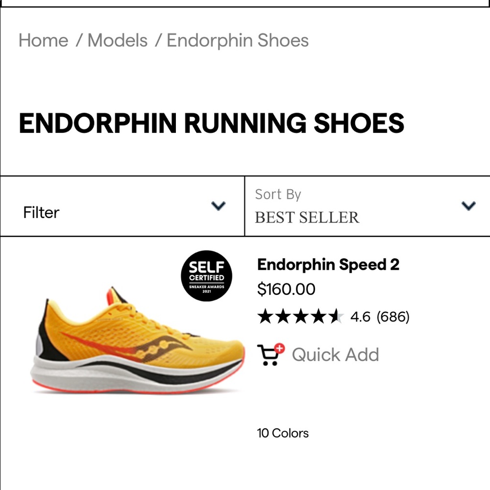 Saucony Endorphin Speed 2 running shoes - size 9 womens